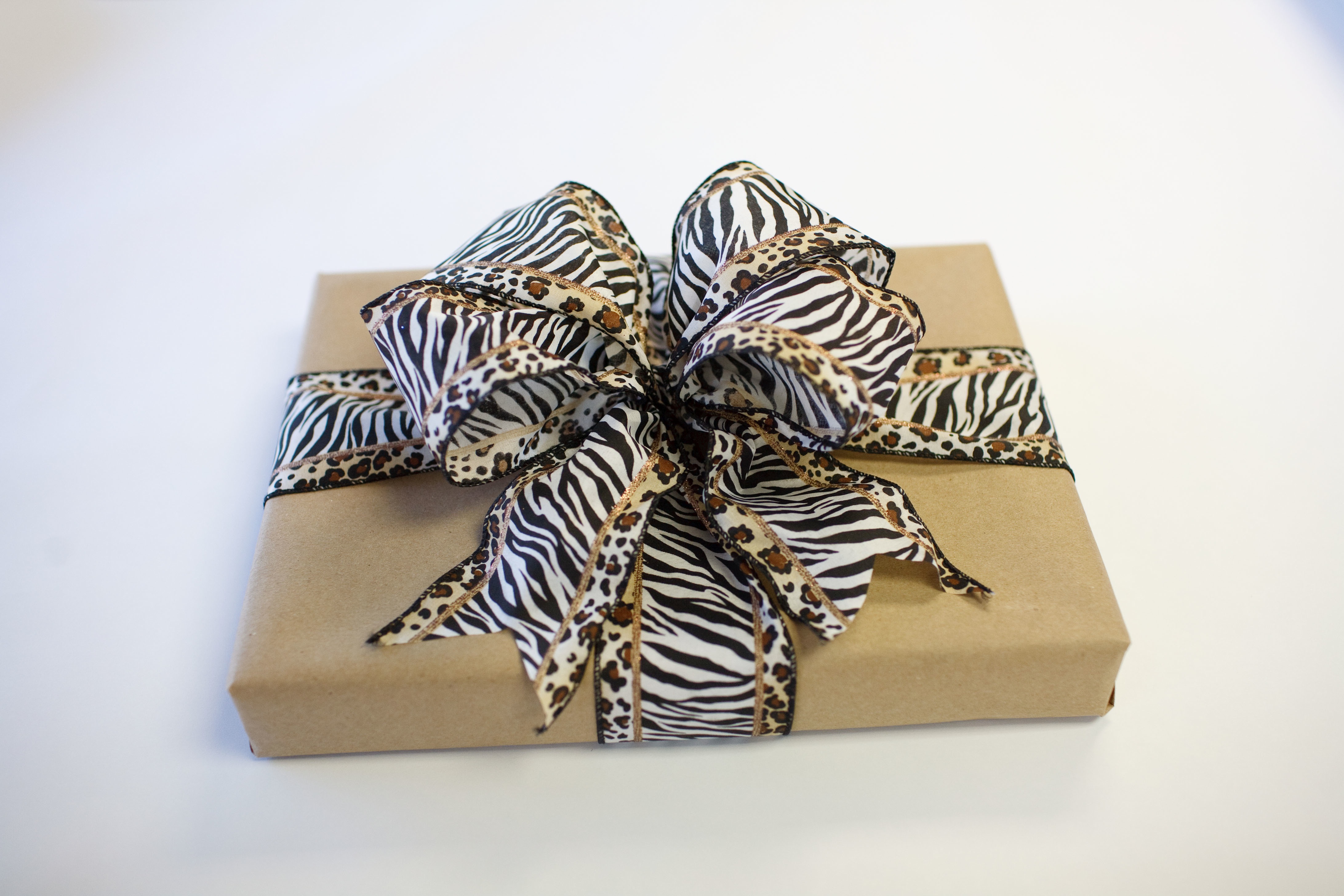 Brown Paper and Zebra Bow